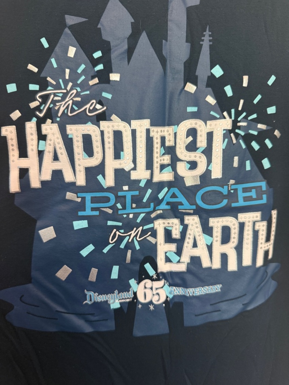 Disneyland 65th Anniversary Navy Blue Top Size Small Retro Happiest Place - Picture 2 of 7